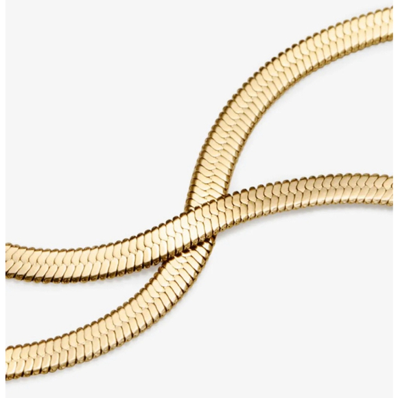 NWT - Ana Luisa Ina Herringbone Chain Necklace 17" 14K Gold Plated + $30 coupon - Picture 4 of 15